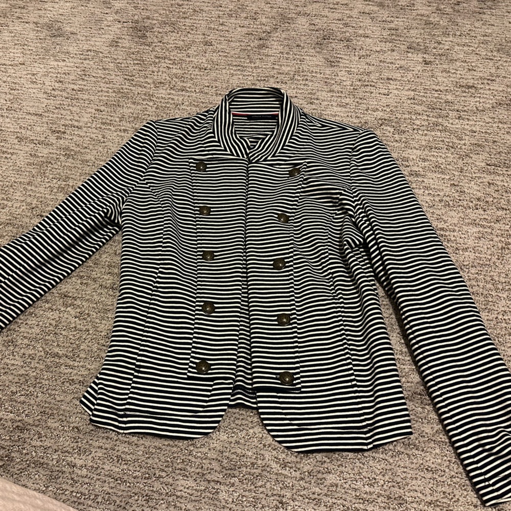 Tommy Hilfiger Navy and White Striped Top